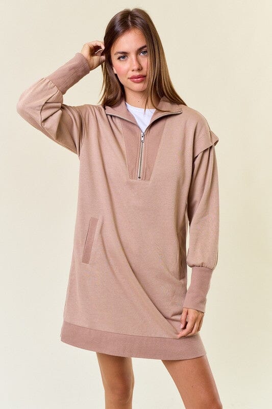 French Terry Quarter Zip Dress Doe & Rae
