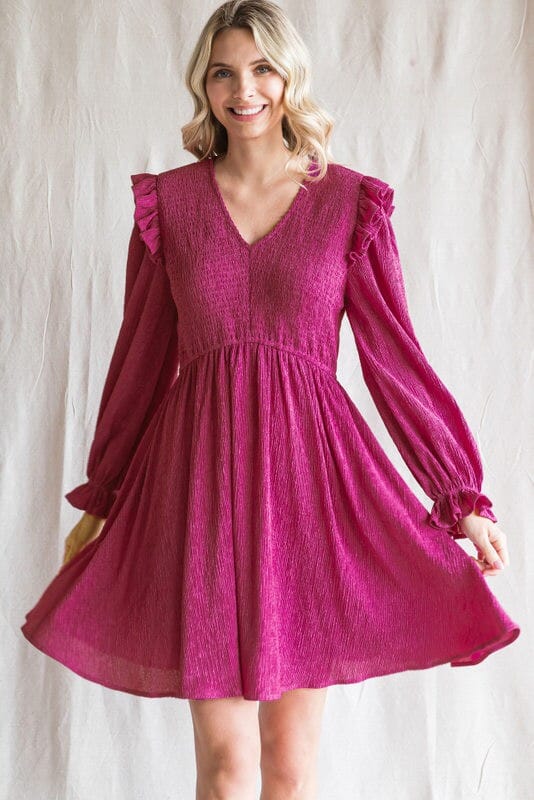 Frilled Cap Shoulder Dress Jodifl