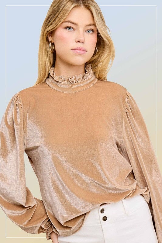 Frilled Neck Velvet Blouse LA MIEL