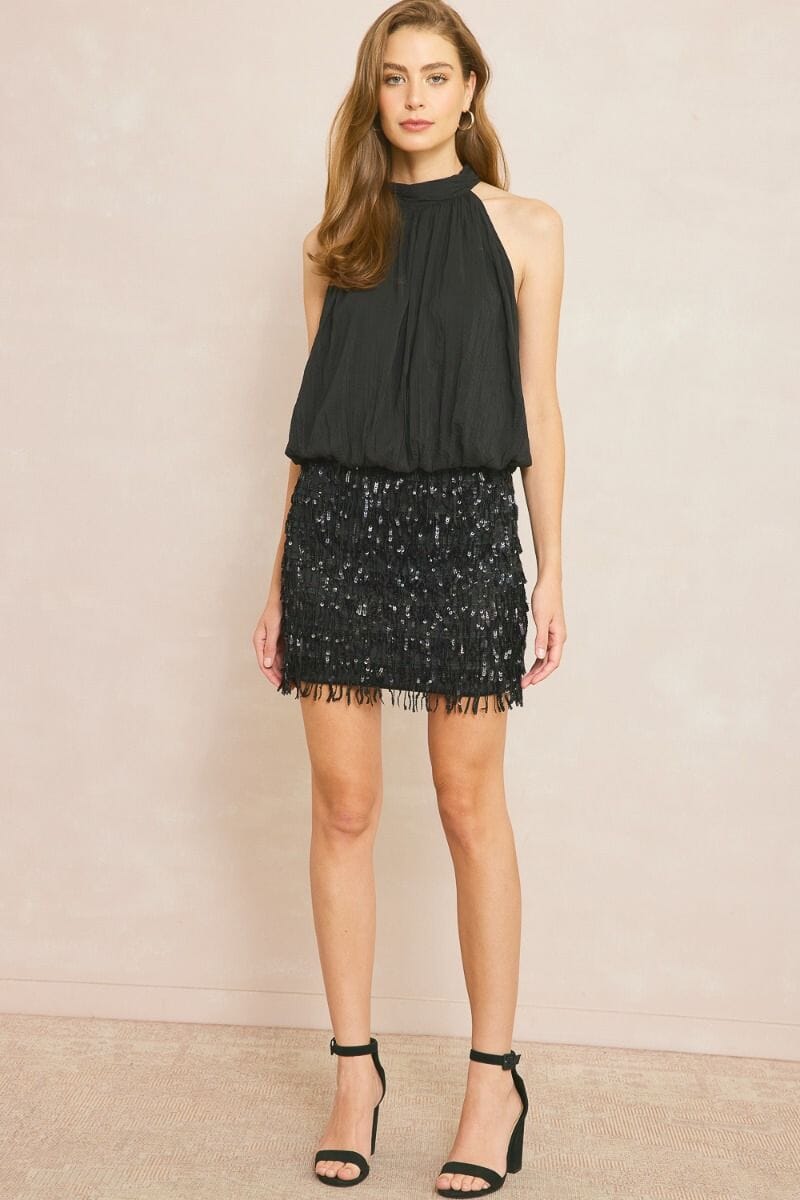 Fringe Pleated Skirt entro