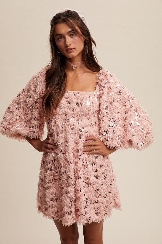 Fringe Sequin Babydoll Dress SNAP-Something New And Pretty Fringe Sequin Babydoll Dress SNAP-Something New And Pretty