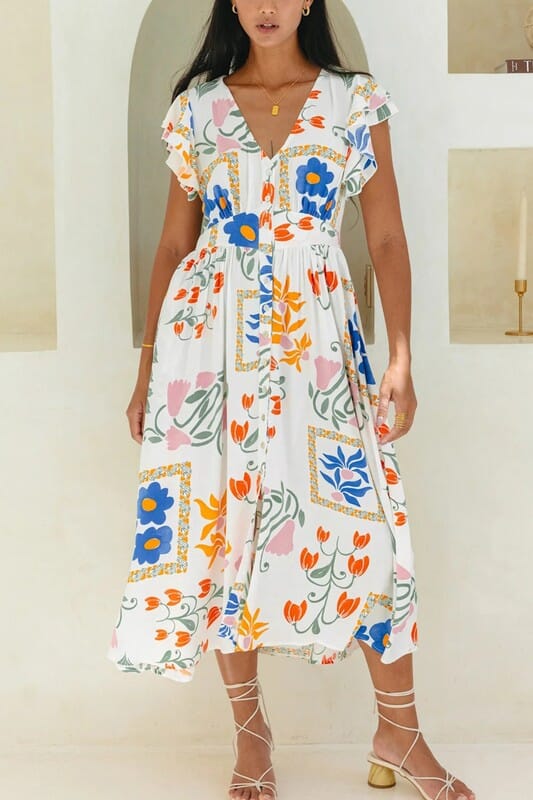 Garden Floral Flutter Sleeve Top Mayah Overseas
