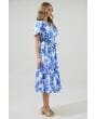 Glantis Blue Floral Button Up Midi Sugarlips