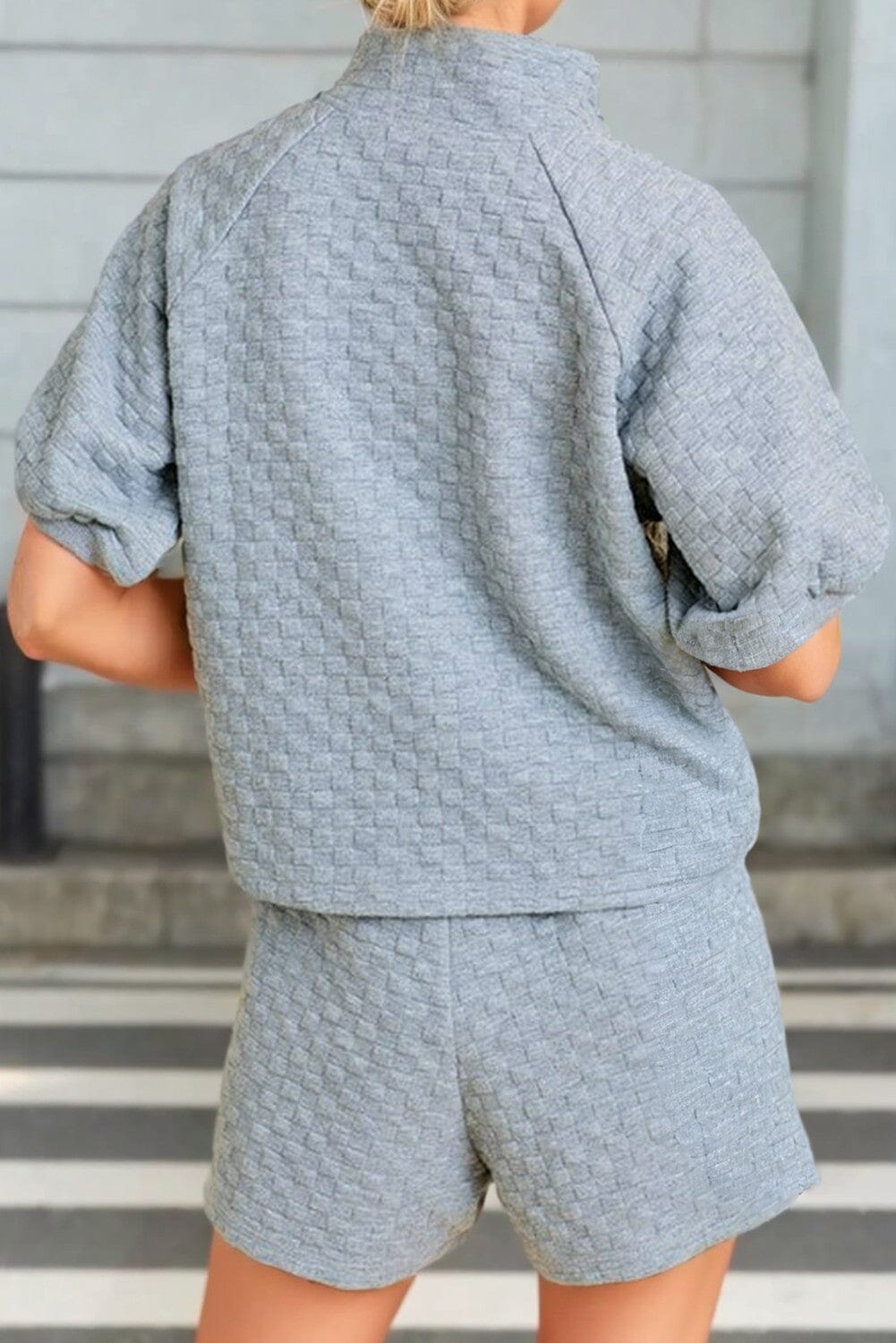Gray Snap Button 2 Piece Textured Set Kentce