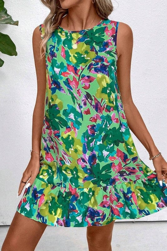 Green Floral Watercolor Dress SNAP-Something New And Pretty Green Floral Watercolor Dress SNAP-Something New And Pretty