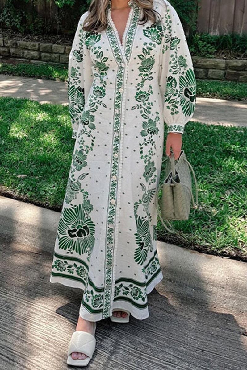 Green LS Caftan Mayah Overseas
