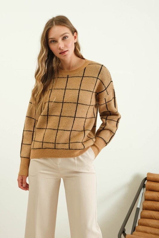 Grid Print Sweater Blu Pepper
