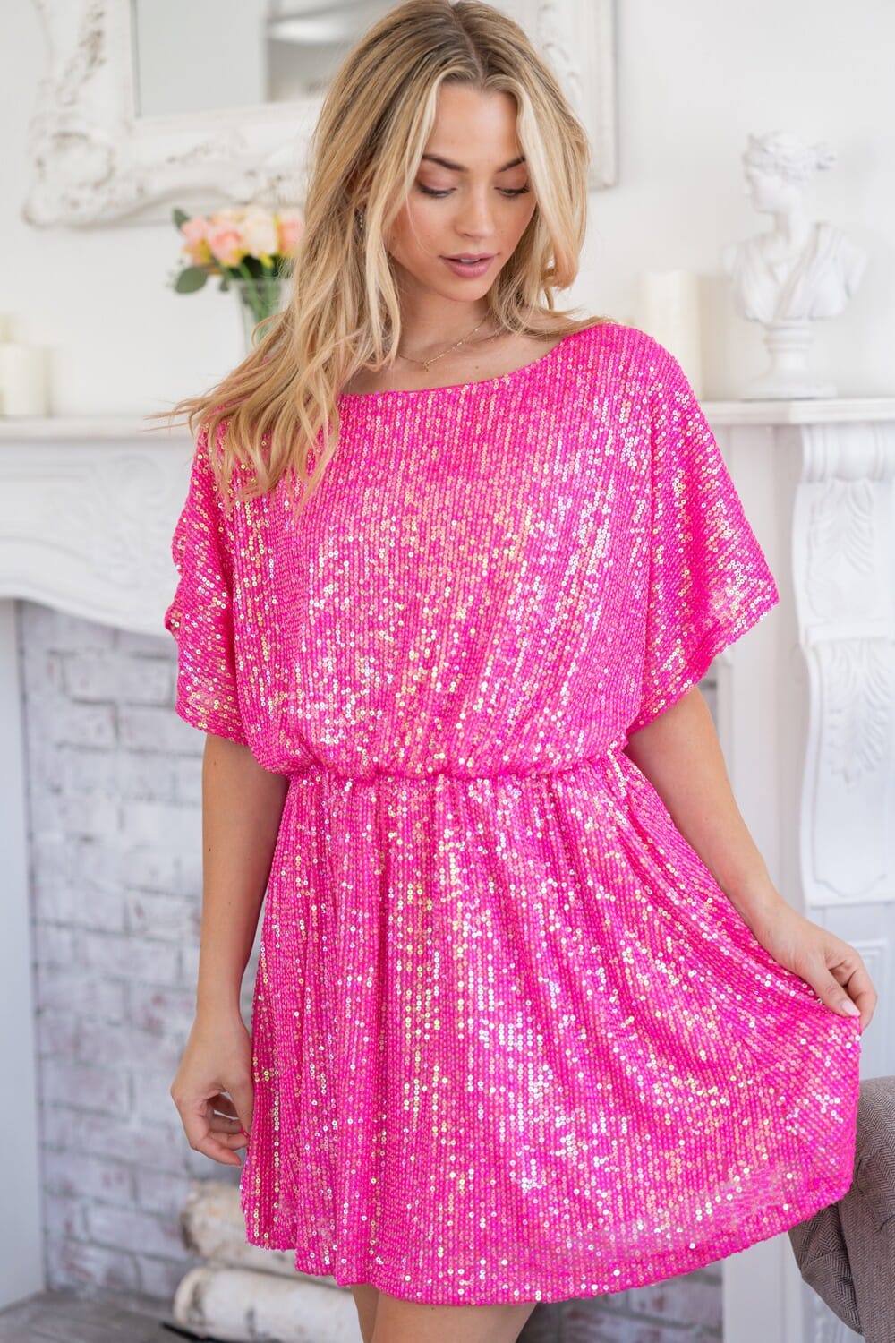 Half Sleeve Sequin Knit Dress – SNAP-Something New And Pretty