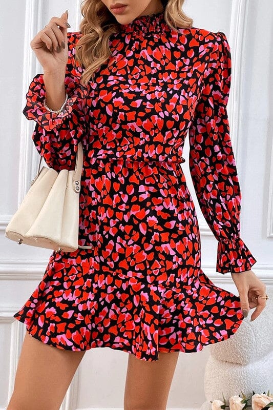 Heart Mock Neck Dress Kentce
