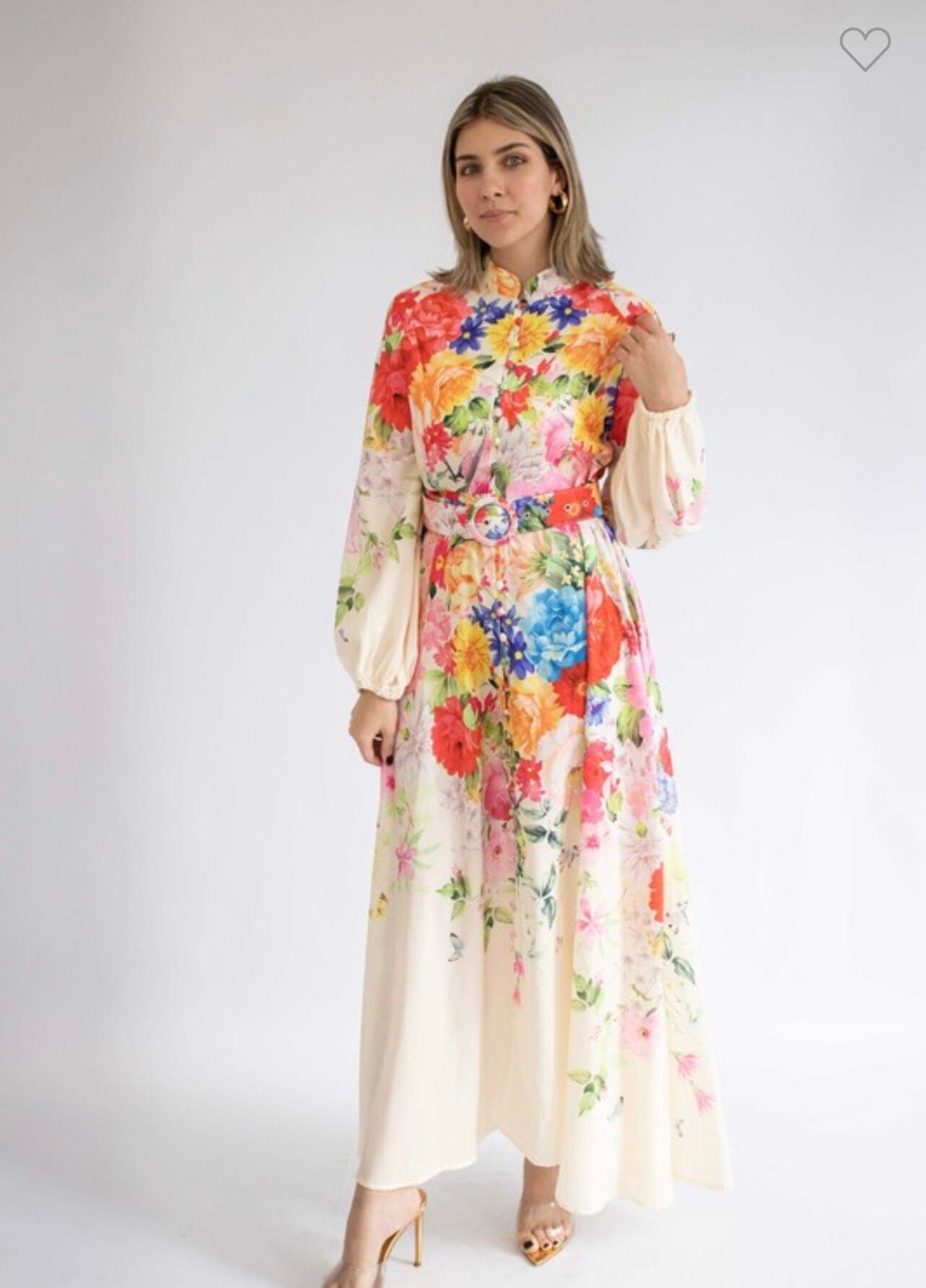 High Neck Belted Multi Floral Maxi eterna