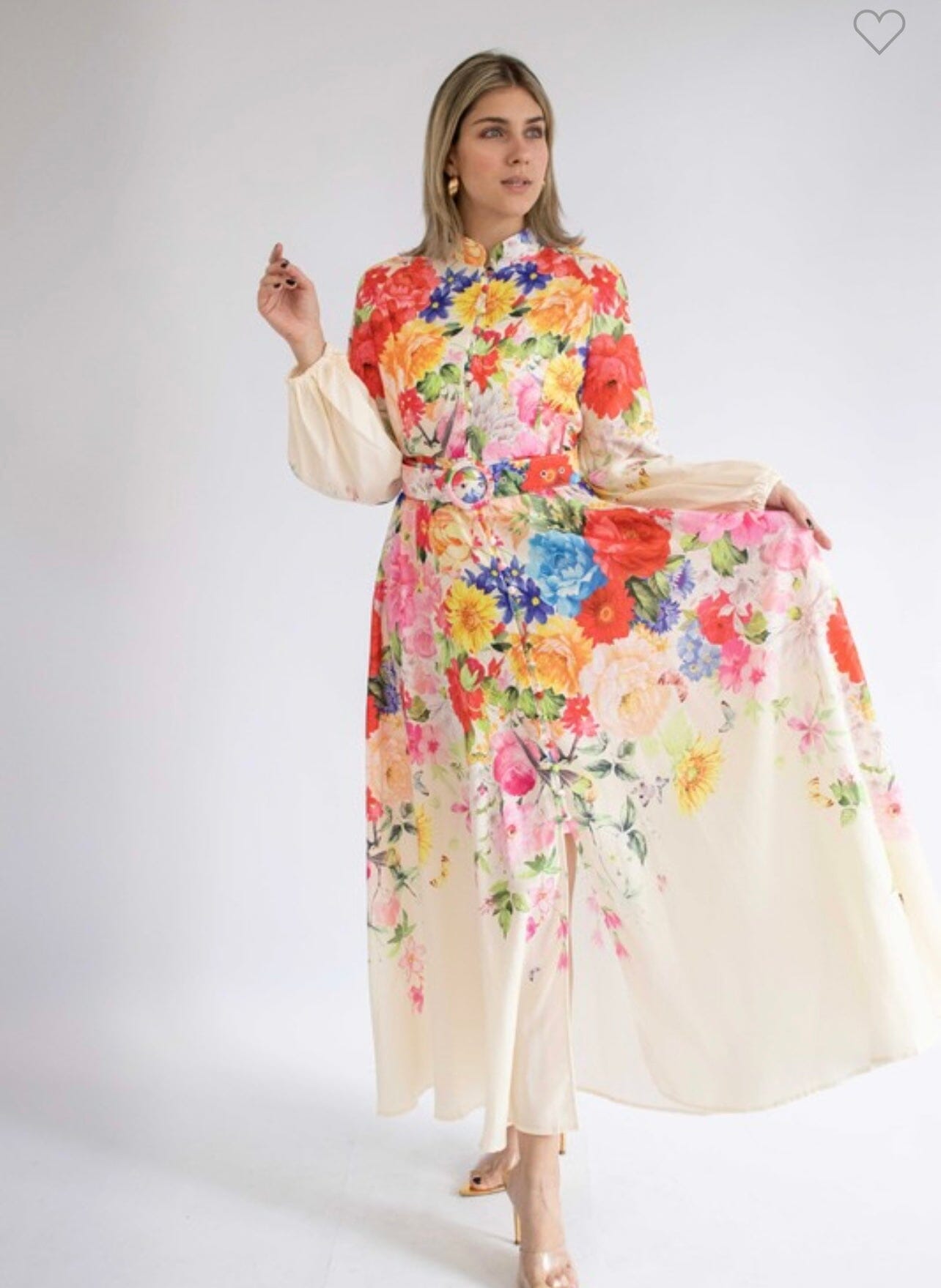 High Neck Belted Multi Floral Maxi eterna