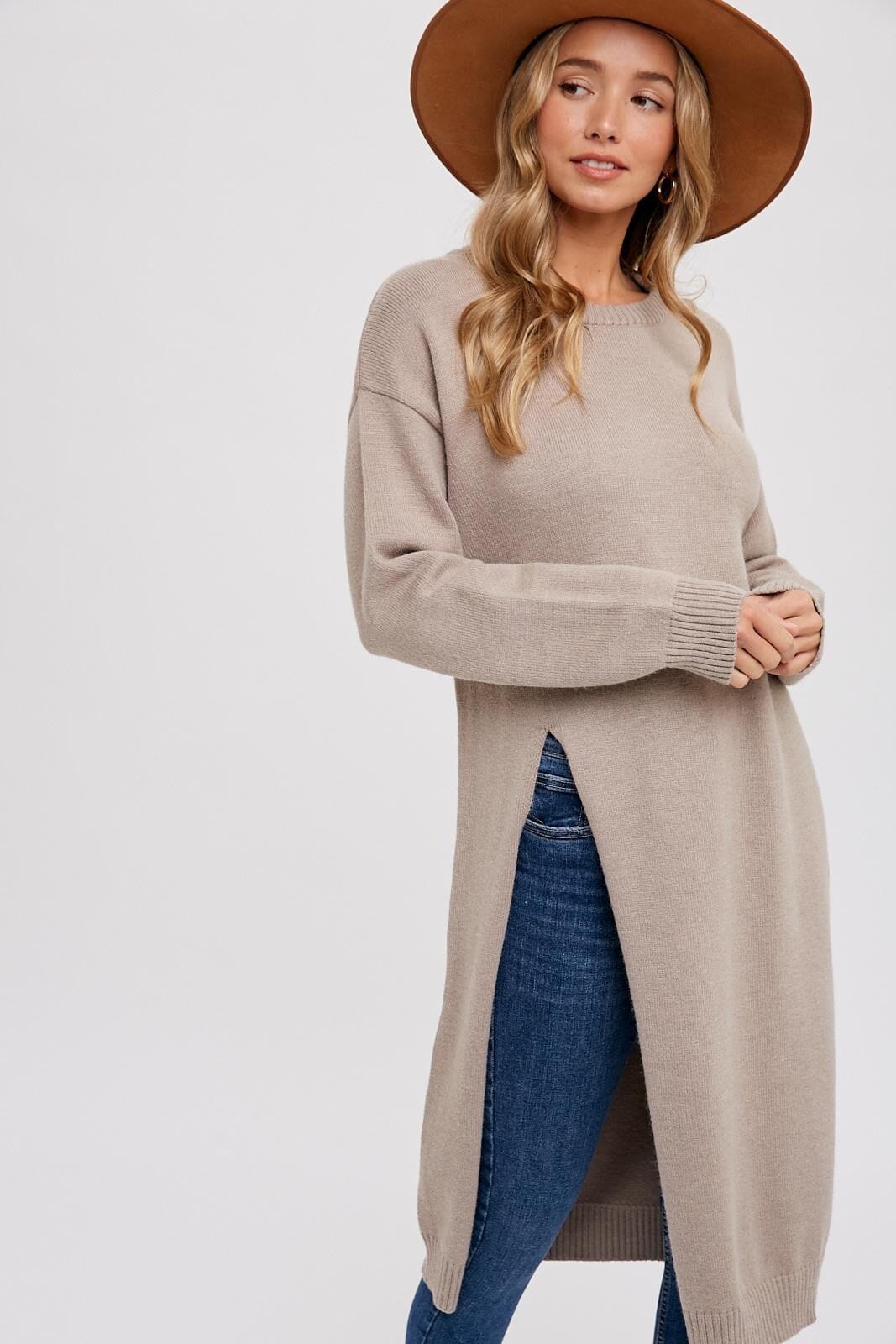 HIGH SLIT LONGLINE PULLOVER Bluivy