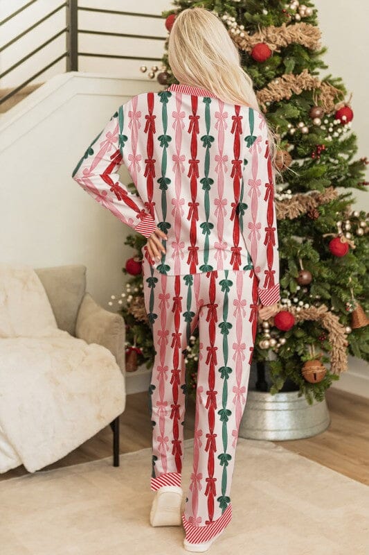 Holiday Bow Ribbon Pajama Set Shewin