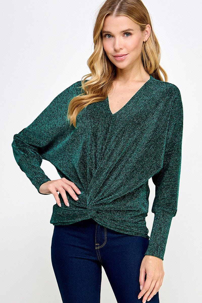 Holiday Lurex Twist Front Top 2 hearts