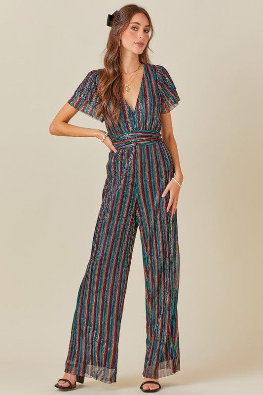 Holiday Striped Lurex Jumpsuit day + moon