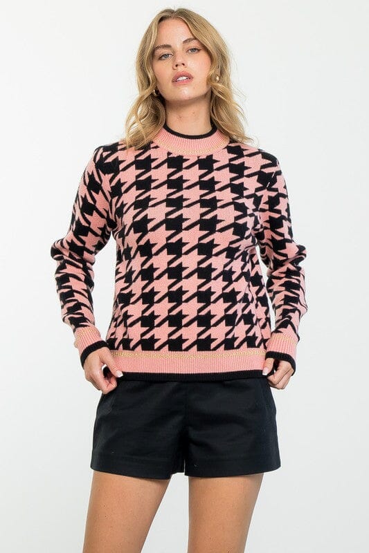 Houndstooth Mock Neck Sweater thml