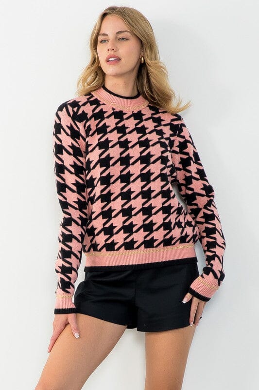 Houndstooth Mock Neck Sweater thml