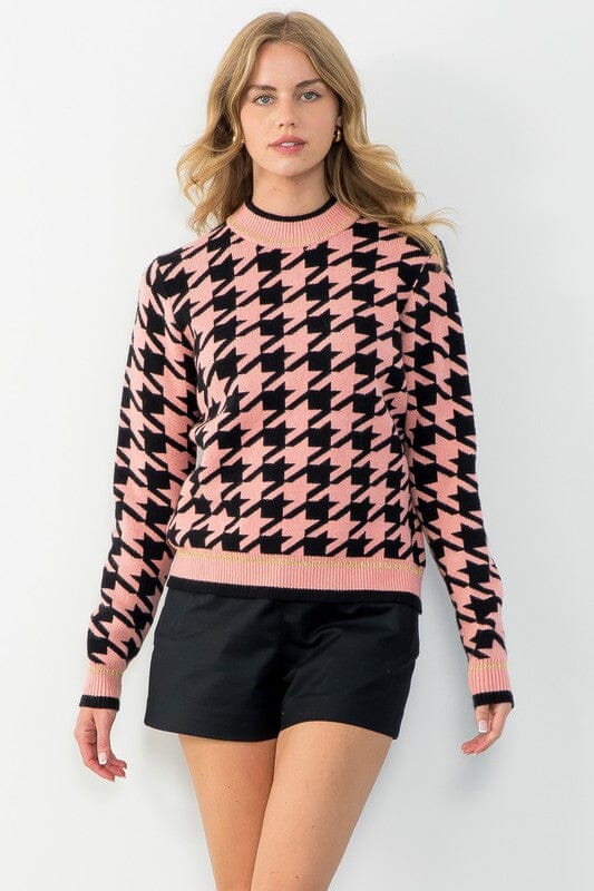 Houndstooth Mock Neck Sweater thml