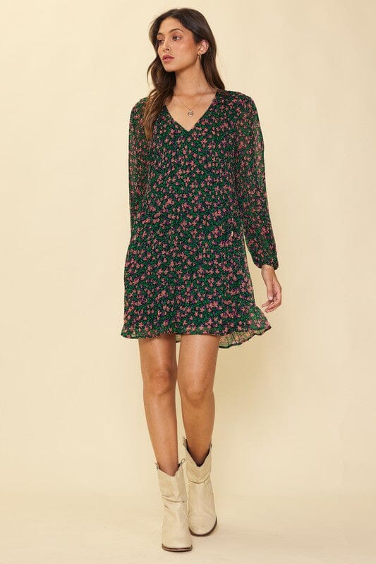 Hunter and Black Micropleat Dress skies are blue