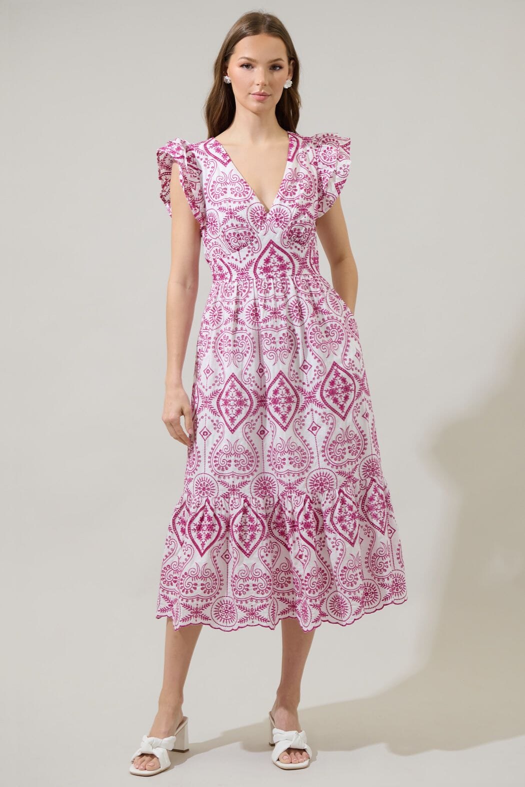Ines Eyelet Midi Dress Sugarlips