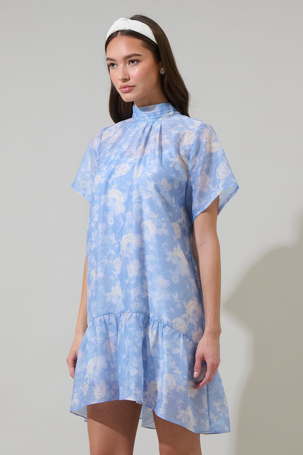 Julie Blue Floral Organza Bow Back Dress Sugarlips