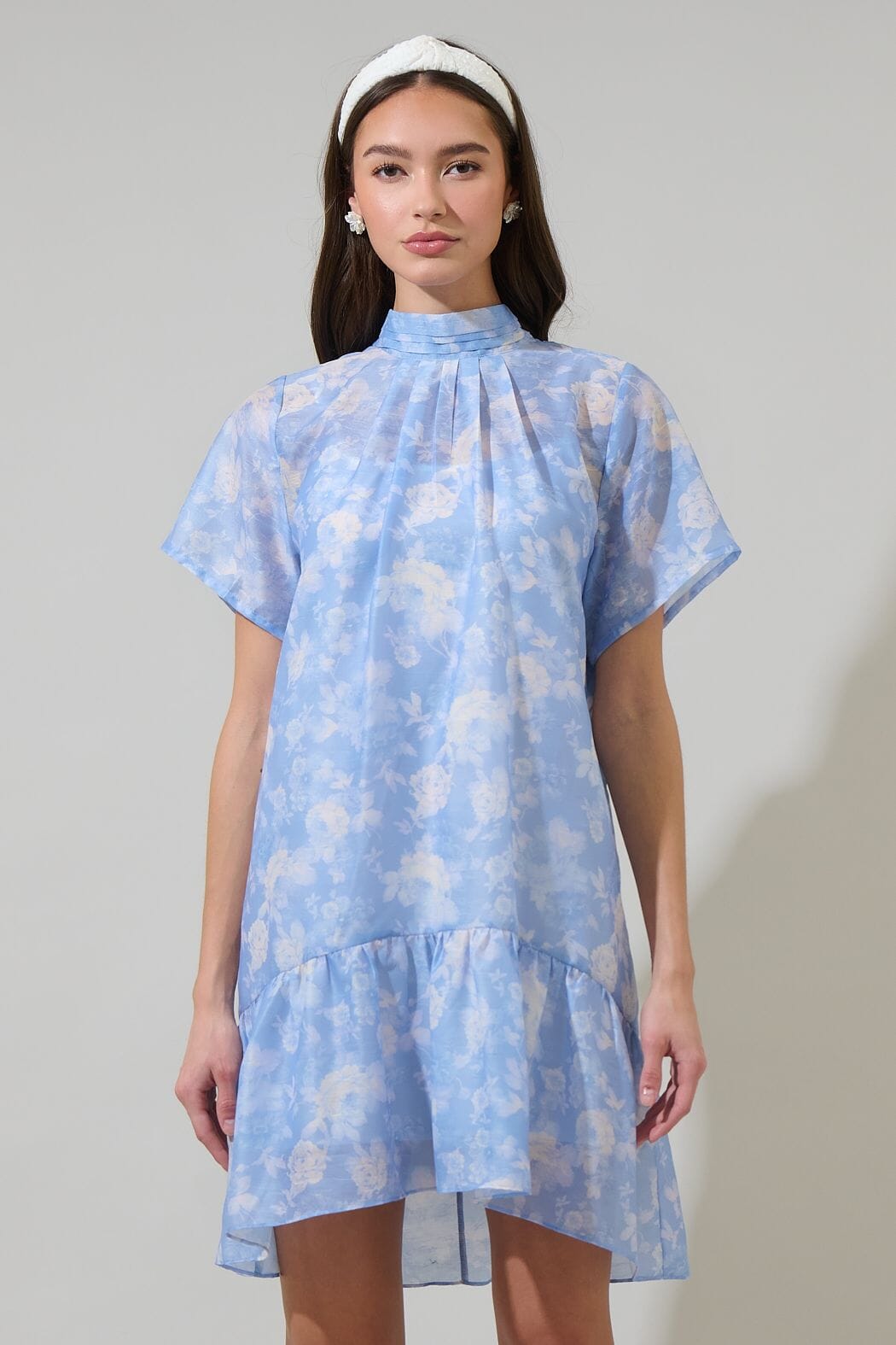 Julie Blue Floral Organza Bow Back Dress Sugarlips