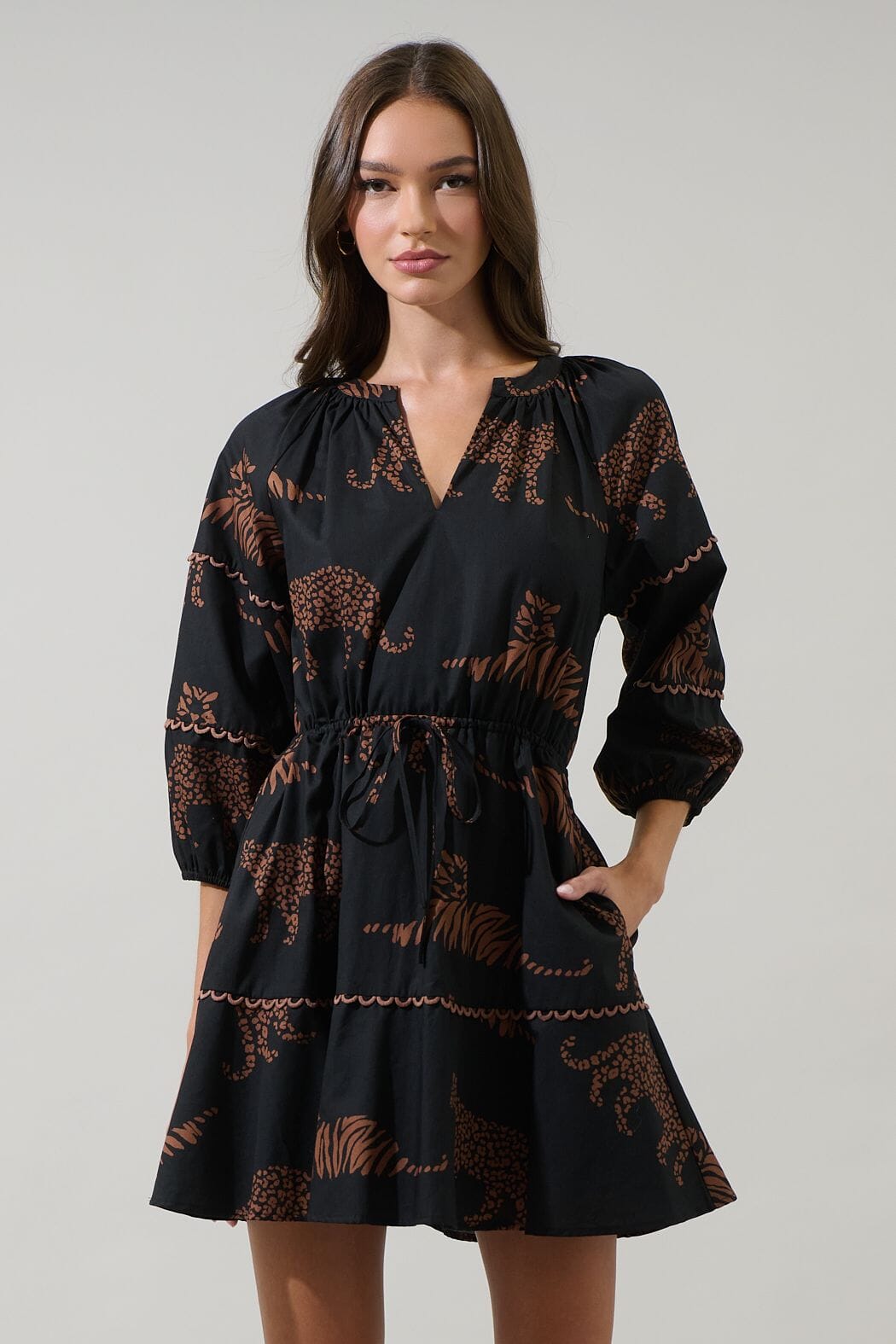 Jungle Cat Split Neck Dress Sugarlips