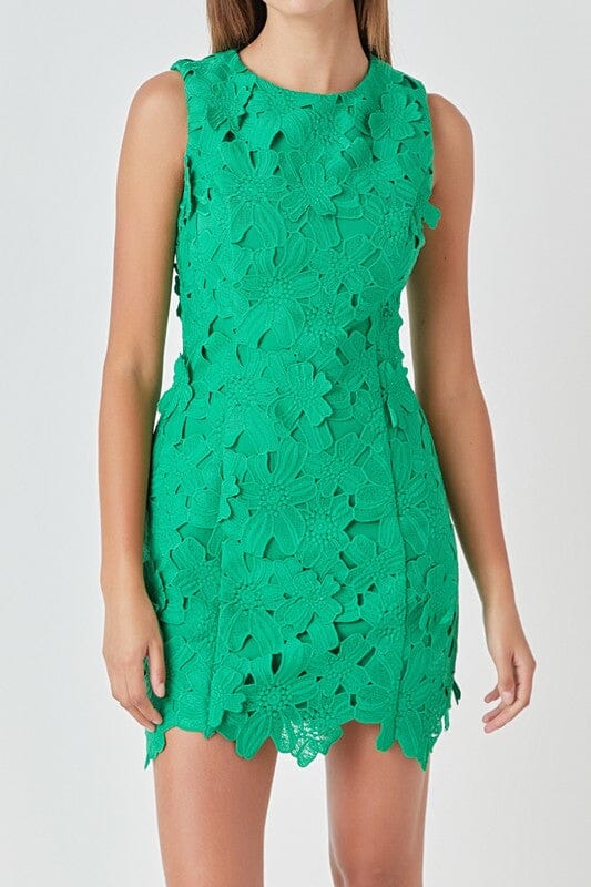 Kelly Green Floral Lace Dress Endless Rose