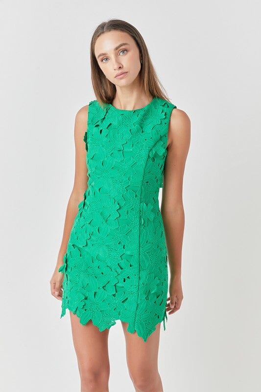 Kelly Green Floral Lace Dress Endless Rose