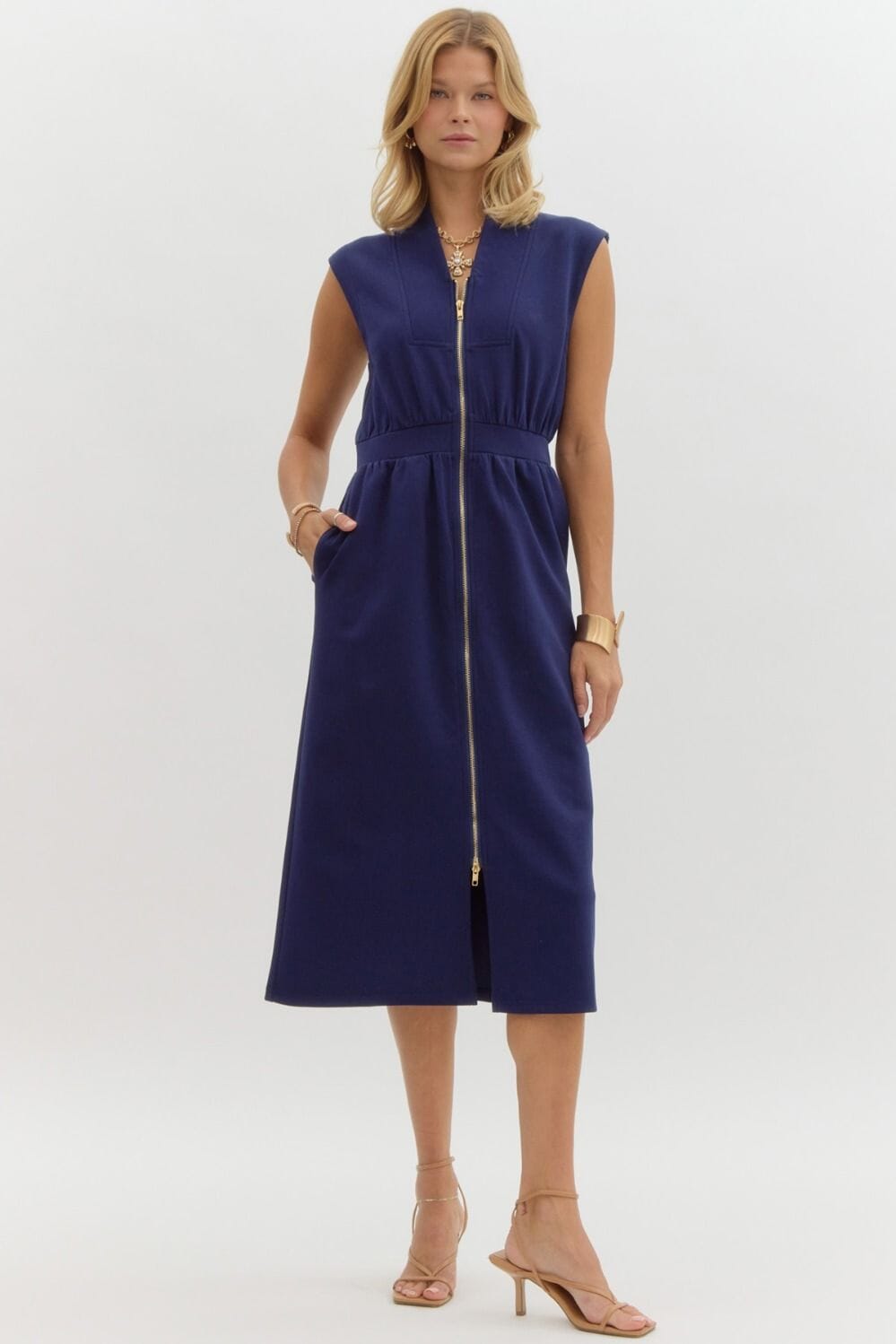 Knit Dual Zipper Dress Entro