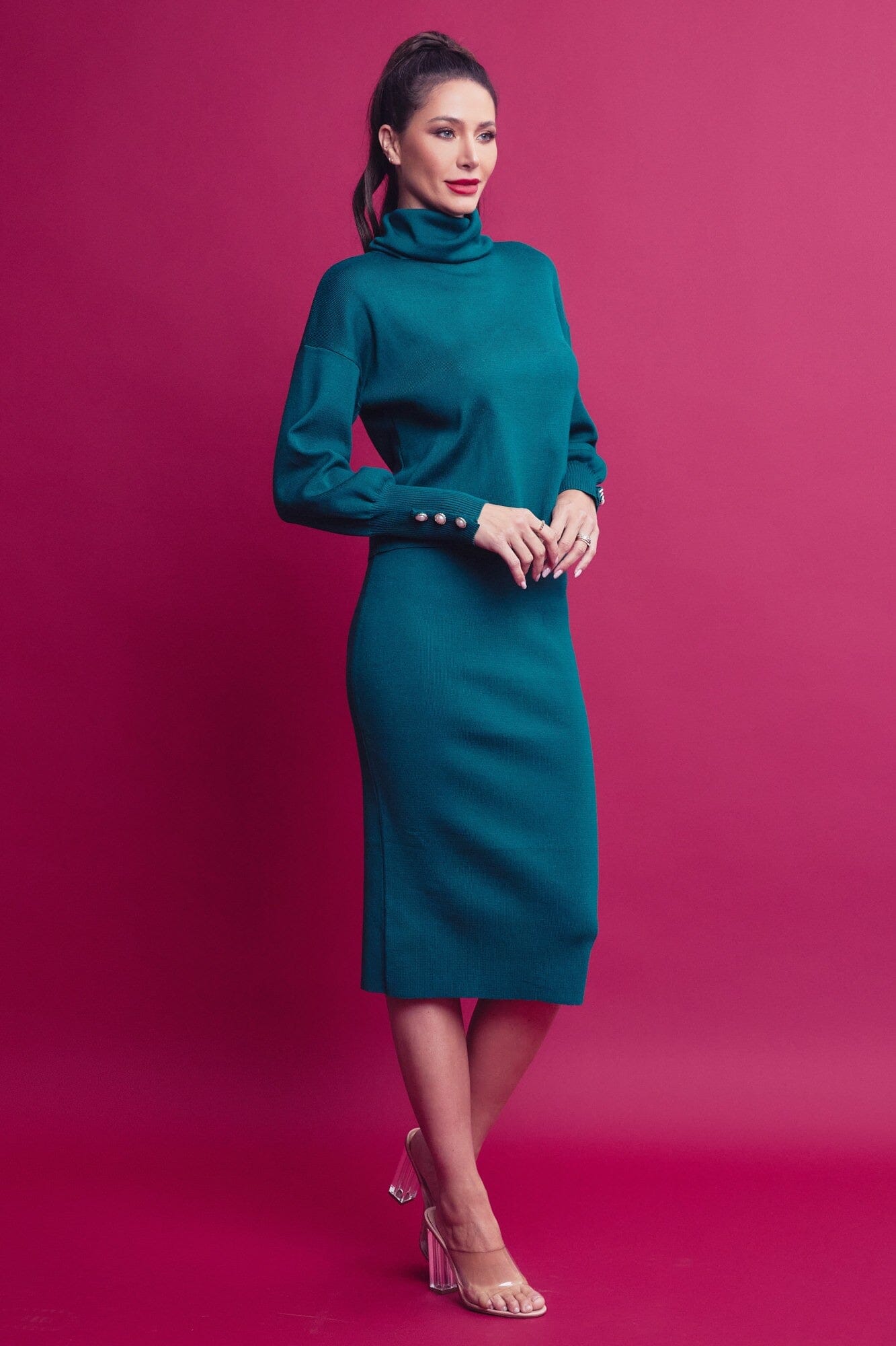 Knit Turtleneck and Skirt Set rivir