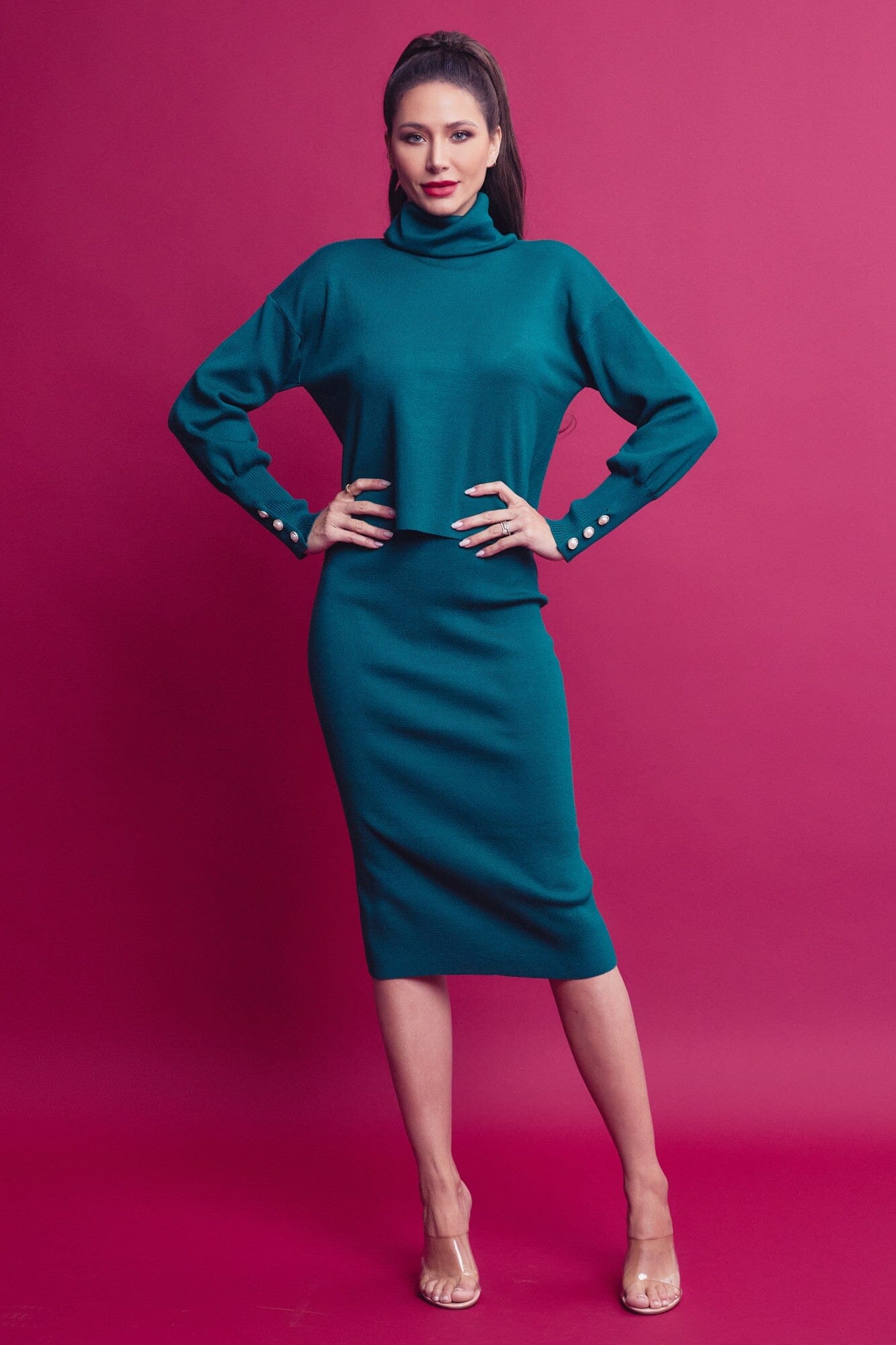 Knit Turtleneck and Skirt Set rivir