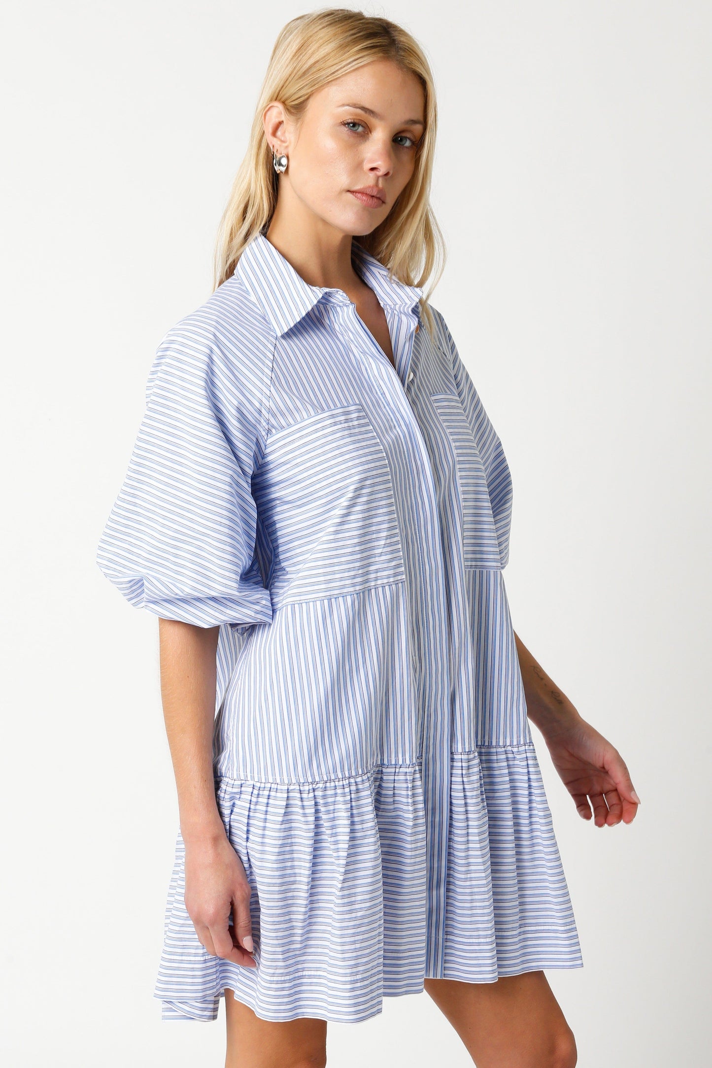 Kristen Striped Dress with Pockets Olivaceous