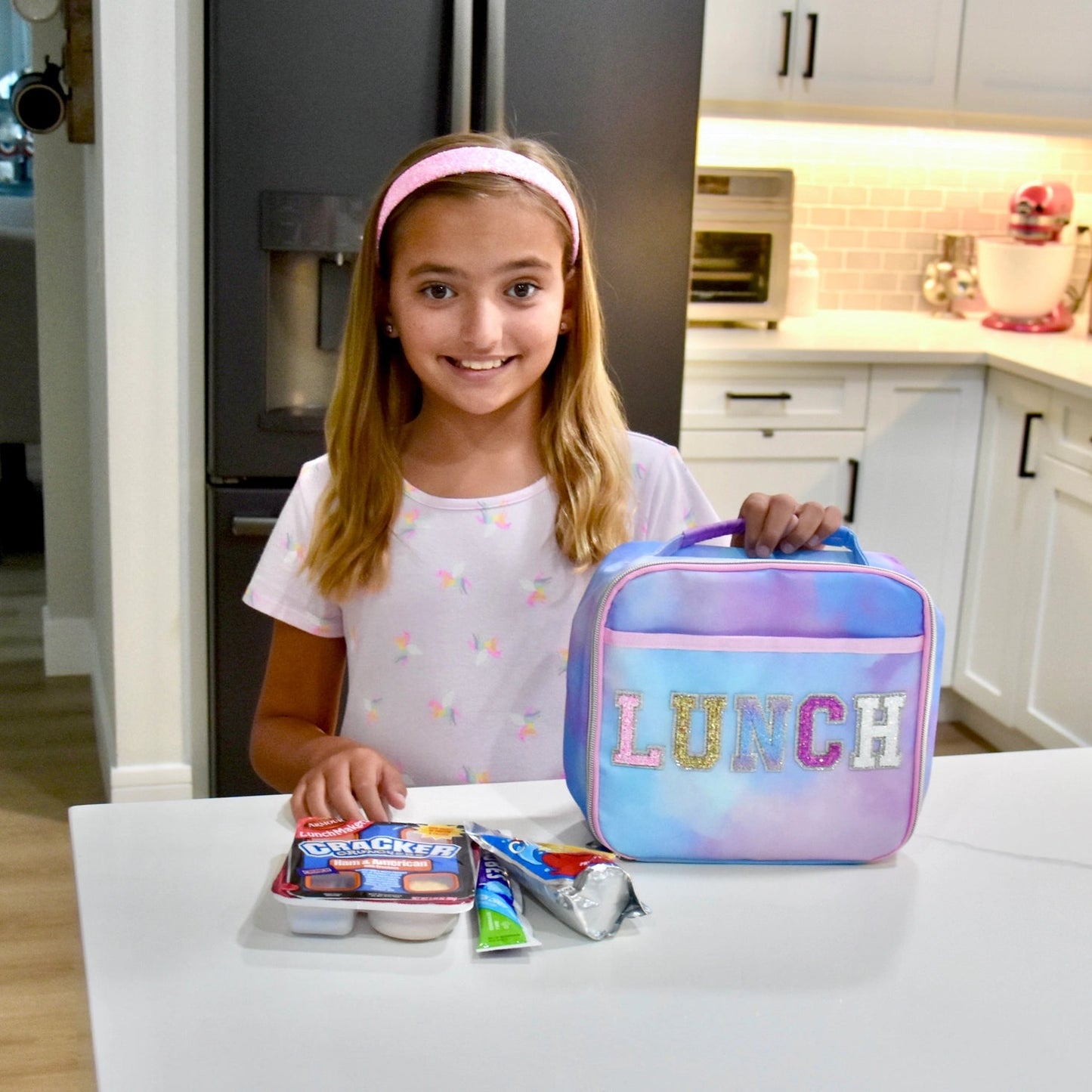Lavender Haze Varsity Letter Lunchbox Frog Sac