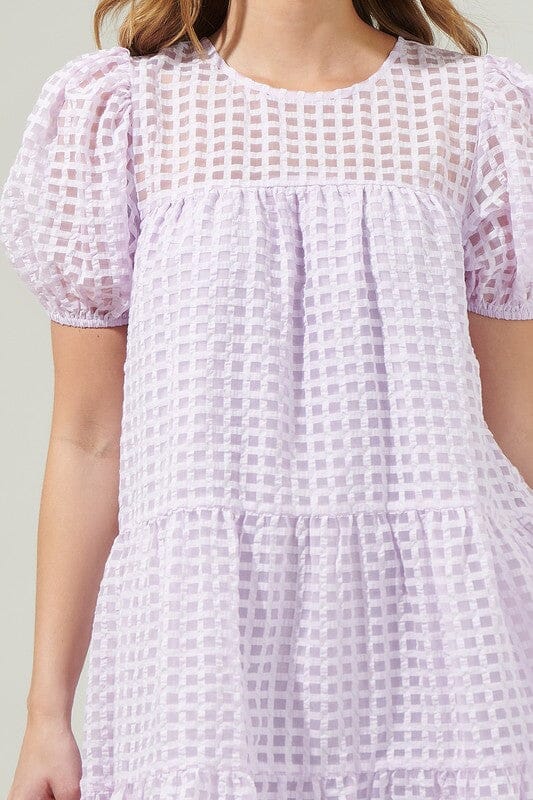 Lavender Tiered Organza Check Midi Sugarlips