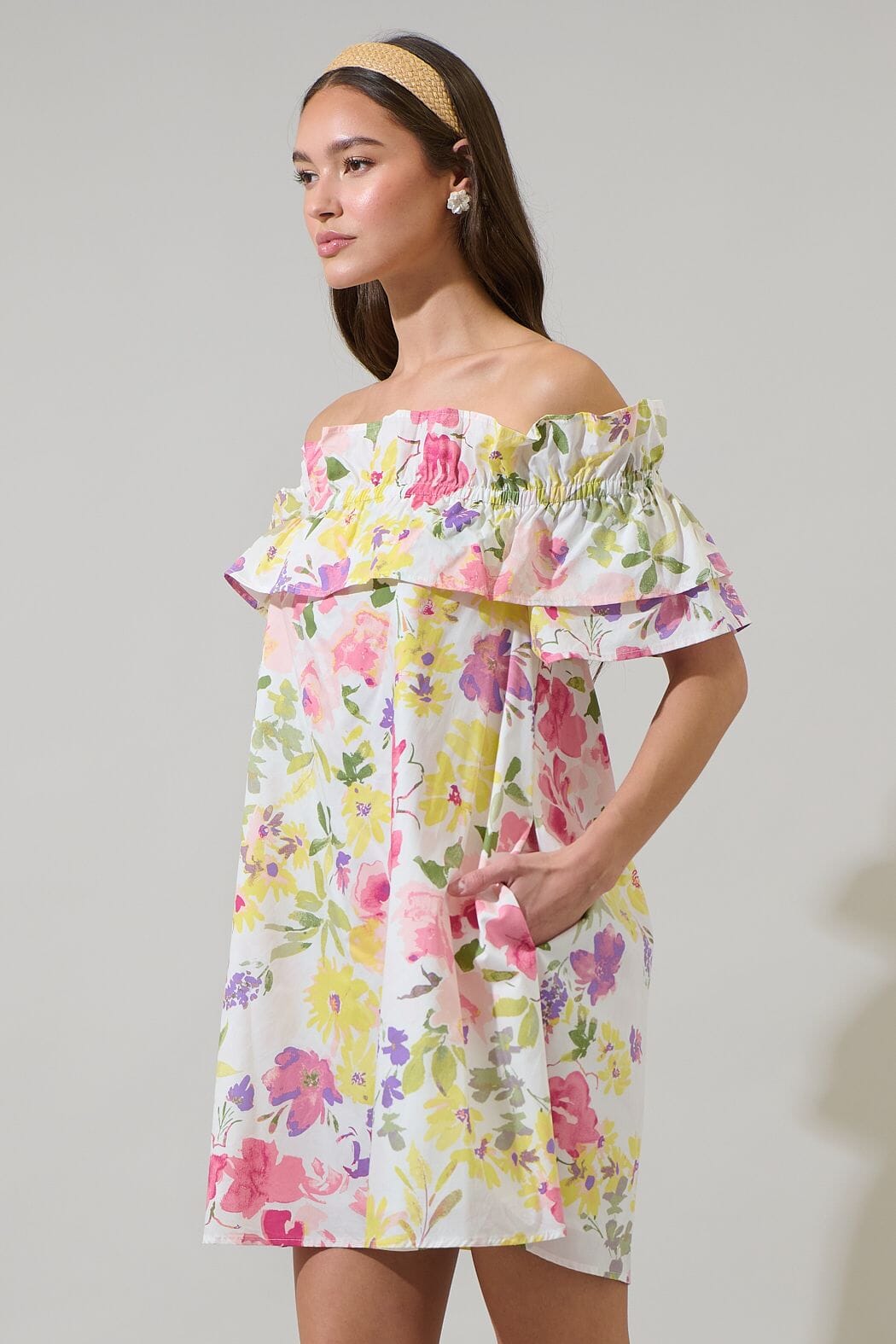 Leonie Floral Off-the-Shoulder Dress Sugarlips
