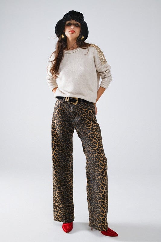 Leopard Wide Leg Pants Q2