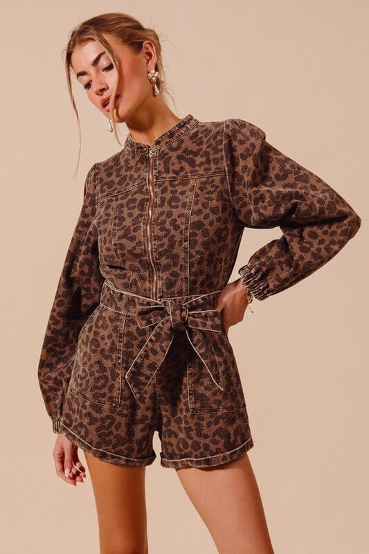 Leopard Zip Up Romper So Me