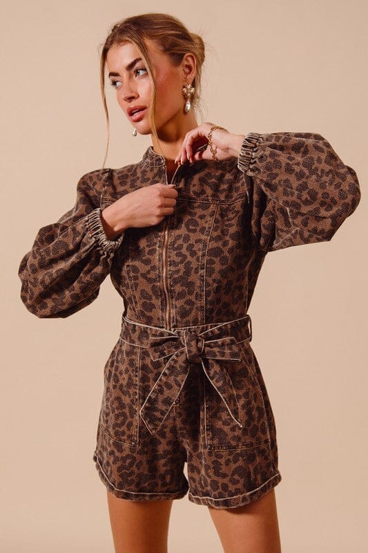 Leopard Zip Up Romper So Me
