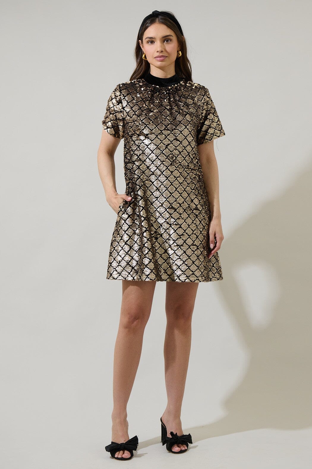 Leslie Sequin Nova Back Bow Tie Mini Dress Sugarlips