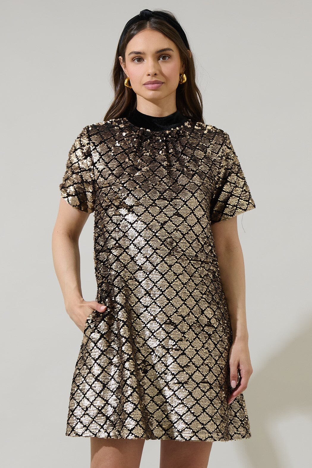 Leslie Sequin Nova Back Bow Tie Mini Dress Sugarlips