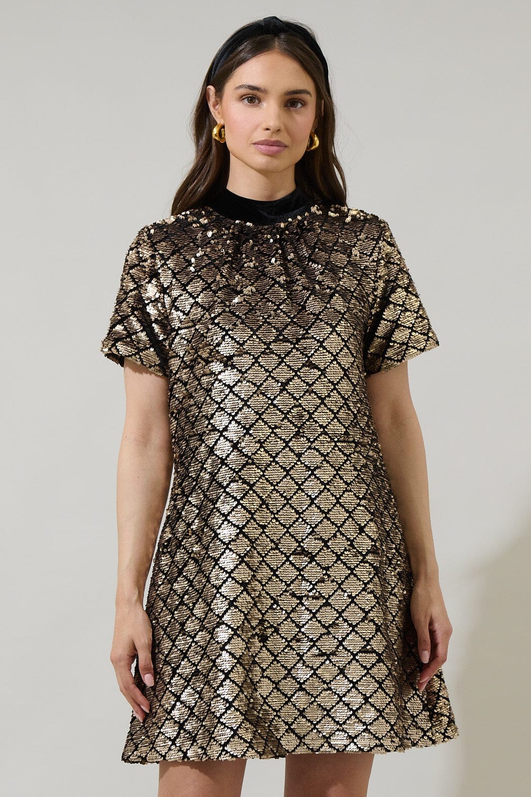 Leslie Sequin Nova Back Bow Tie Mini Dress Sugarlips