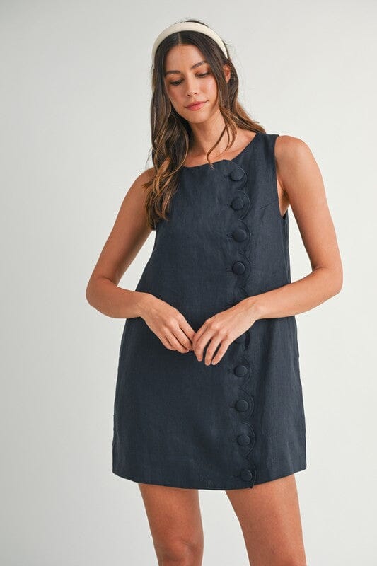 Linen Dress with Scallop Detail Mable