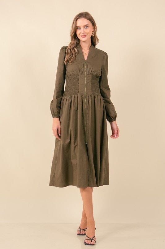 Longsleeve Dual Zipper Poplin Midi Doe & Rae