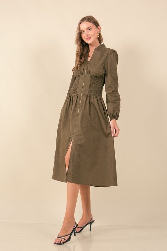 Longsleeve Dual Zipper Poplin Midi Doe & Rae