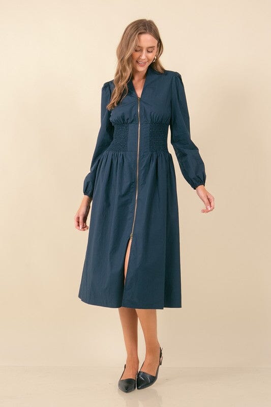 Longsleeve Dual Zipper Poplin Midi Doe & Rae