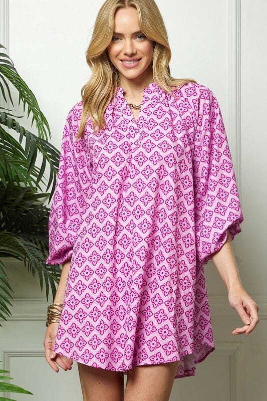Magenta Medallion Print Dress cezele