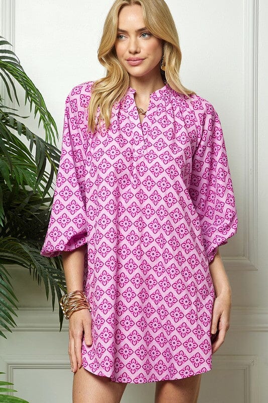 Magenta Medallion Print Dress cezele