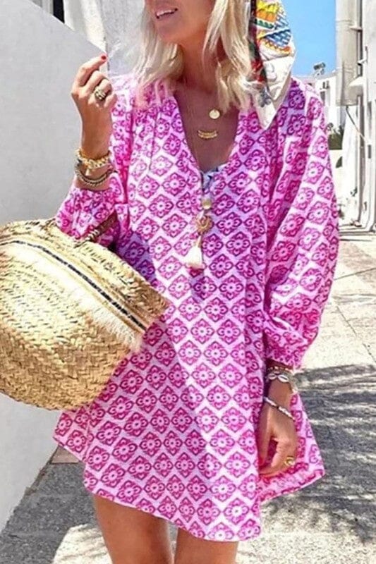 Magenta Medallion Print Dress cezele
