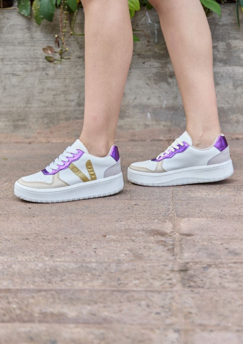 MARDI GRAS GLITTER DOUBLE LACE SNEAKERS maker's shoes